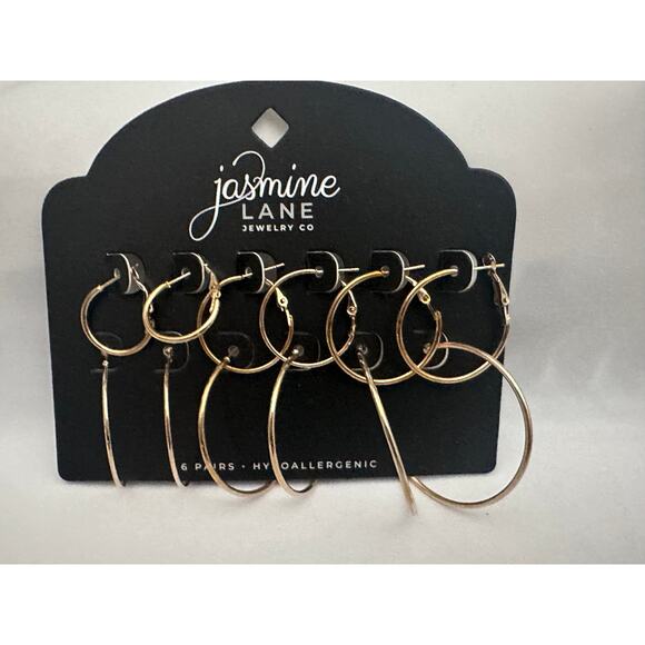 6 New Gold Hoop Earrings, Gold Teardrop Earrings, and a Mixed Metal Bangles Set - Picture 4 of 11